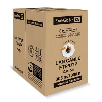 Exegate EX301078RUS Кабель ExeGate UTP4-C5e-CU-S24-IN-LSZH-OR-305-FLUKE UTP 4 пары кат.5e медь, 0.52мм (24AWG), FLUKE® test pass, LSZH, 305м, оранжевый