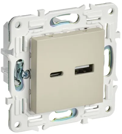 Розетка USB IEK SKANDY SK-U22-D31-K10, USB A+C, 3,1 А, IP20