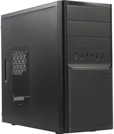 Корпус Powerman ES701 Black PM-600ATX-F, Mini-Tower, mATX, БП 600 Вт