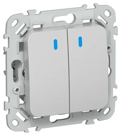 Выключатель IEK FLITE FI-V22-1-10-1-K47, 2-клавишный проходной, 10 А, 250 В, IP20, алюминий