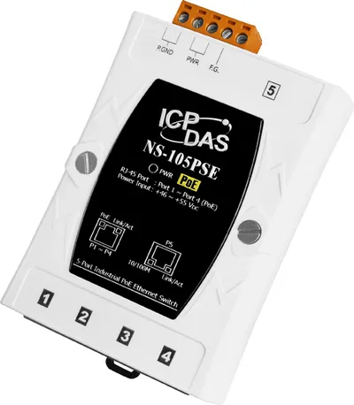 Коммутатор ICP DAS NS-105PSE CR, 5 портов, 4×PoE 15.4 Вт, L2