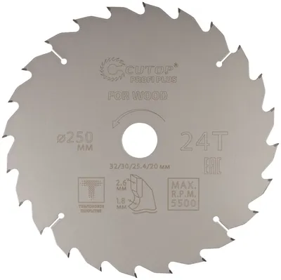 Диск пильный FIT 75-25024Т, по дереву, 24Т, 250×32 мм