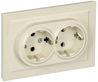 Розетка IEK BRITE РС12-3-БрКр (BR-R21-16-K10-F), 2-местная, с заземлением, 16 А, бежевая