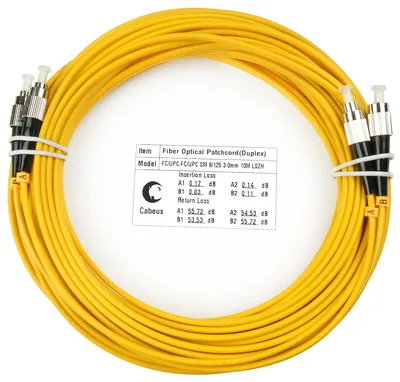 Патч-корд оптический Cabeus FOP(d)-9-FC-FC-20m, duplex FC-FC, 20 м