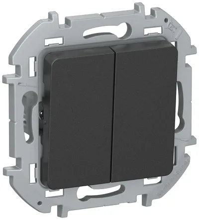 Выключатель IEK IEKINSPIRIA 6736231, 2-клавишный, 10 А, 250 В, IP20, антрацит