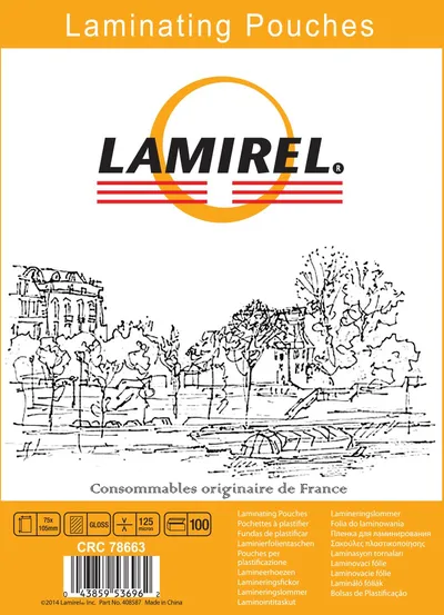 Пленка для ламинирования Fellowes Lamirel LA-78663, 75×105 мм, 125 мкм, 100 шт., глянцевая