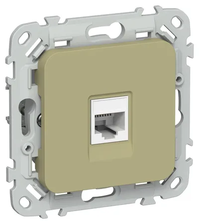 Розетка IEK FLITE РК6-1-0-ФлО, RJ45, Cat.6, UTP, 1 пост, оливковый