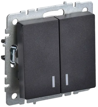 Выключатель iEK BR-V20-1-10-K02 BRITE, 2-клавишный, 10 А, черный