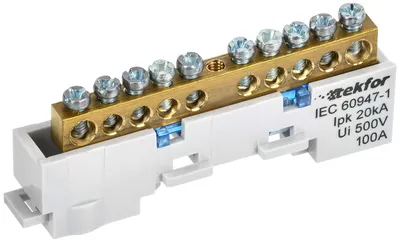 Шина нулевая IEK TEKFOR TF-NN10-10-DL-K07, неизолированная, 6x9, 10 контактов
