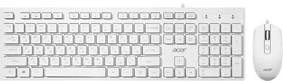 Комплект Acer OCC504 (клавиатура + мышь), USB, проводной, белый, 1000 DPI