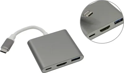 Кабель-адаптер Orient C028, USB-C (DisplayPort Alt Mode) → HDMI+USB 3.0+PD, 4K@30 Гц, 0.15 м