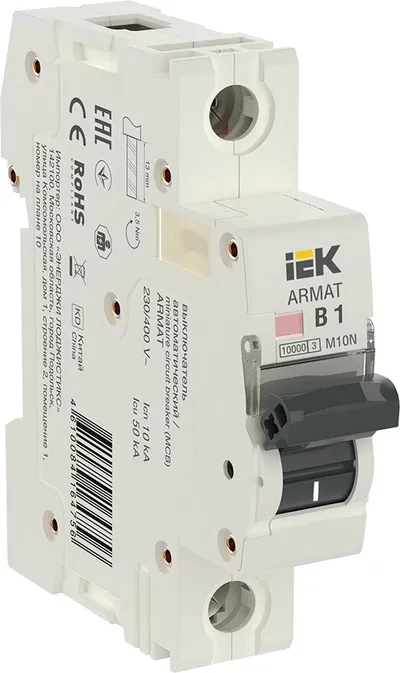 Автоматический выключатель IEK ARMAT M10N AR-M10N-1-B001, 1P, B, 1 А, 10 кА