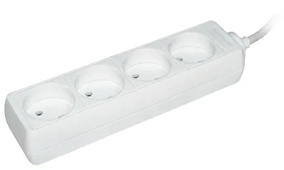 Удлинитель IEK WYP10-06-04-01-N, 4 розетки, 1,5 м, 10 А, 2200 Вт, белый