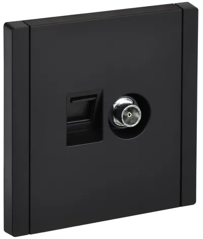 Розетка информационная IEK FORTE&PIANO FP-AK20-2-K02, TV+RJ45 кат.6, 2 выхода, чёрный