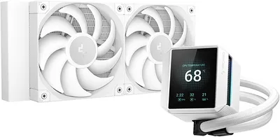 СЖО Deepcool MYSTIQUE 240 WH, 2×120 мм, 2150 об/мин, ЖК-дисплей, белая