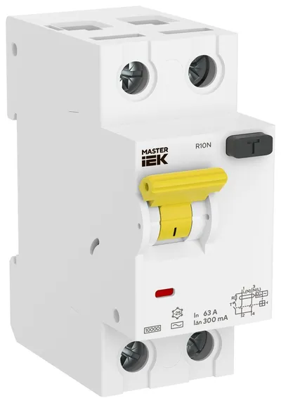 УЗО IEK MI-R10N-2-063C300, 2P, 63 А, 300 мА, тип AC, MASTER