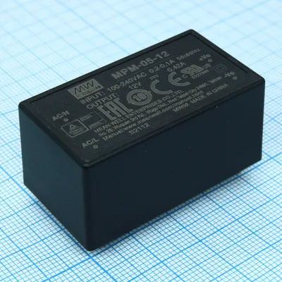 Источник питания Mean Well MPM-05-12, AC-DC, мед., 5Вт, 12В/0.42А