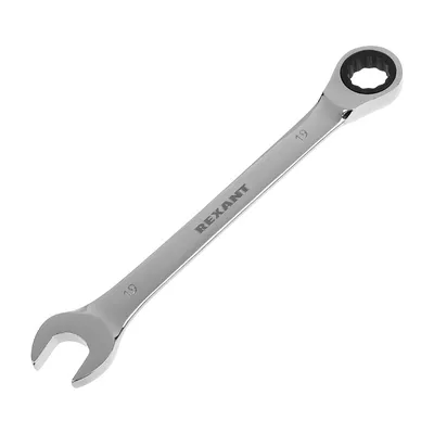 Ключ комбинированный трещоточный REXANT 12-5813-1, 19 мм, CrV, зеркальный хром