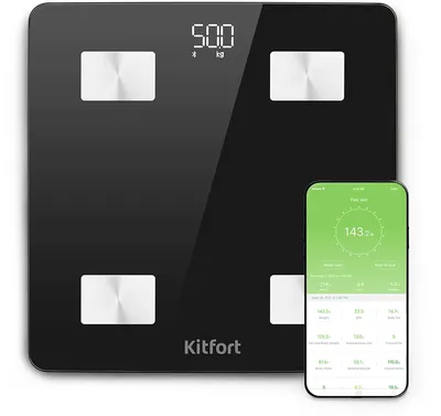 Весы напольные электронные Kitfort КТ-836, до 180 кг, Bluetooth, чёрный