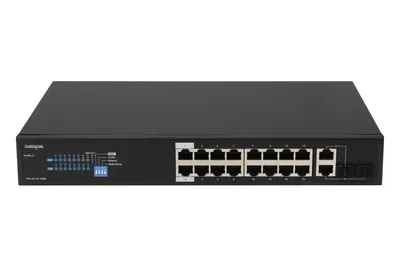 Коммутатор POWERTONE PUS-2C16L-250R, неуправляемый, 16 портов PoE+, 250 Вт, 2×SFP
