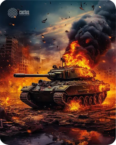Коврик для мыши Cactus Burning tank CS-MPC-D04M, 300×250×3 мм, ткань