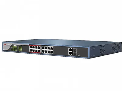 Коммутатор Hikvision DS-3E0318P-E(B), 16×100M PoE + 2×1G, неуправляемый