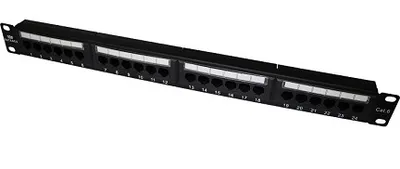 Патч-панель Datarex DR-4003, 19", 1U, 24xRJ45, кат.6, неэкр., чёрный