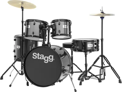 Барабанная установка STAGG TIM120B BK, акустическая, 5 барабанов, бочка 20"×16", чёрная
