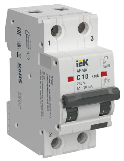 АВДТ IEK ARMAT AR-B10N-2-C010C030, 2P, C10, 30 мА, тип AC