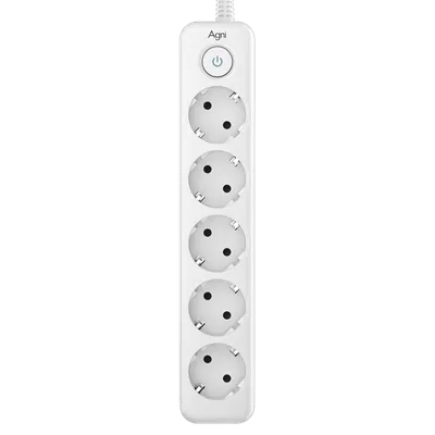 Сетевой фильтр AGNI TP-FD5E-5m-white, 5 розеток Schuko, 4000 Вт, кабель 5 м, белый