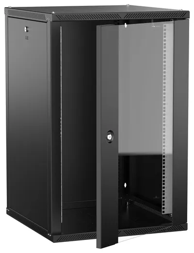 Шкаф настенный ITK LWR5-18U66-GF-2, 18U, 600×600 мм, дверь стекло, черный