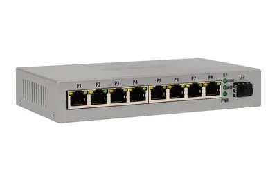 Коммутатор SNR SNR-S1908-1GS, неуправляемый L2, 8×100 Мбит/с + 1×SFP, металл