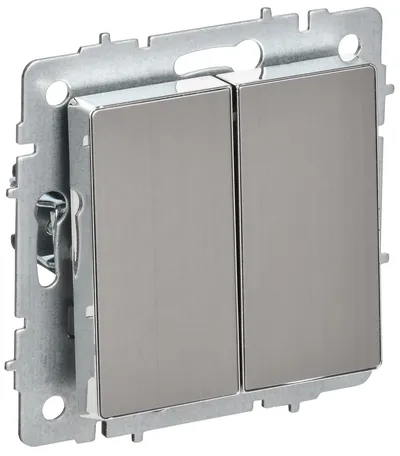 Выключатель IEK BRITE BR-V22-0-10-M-K23, 2-клавишный проходной, 10 А, скрытый