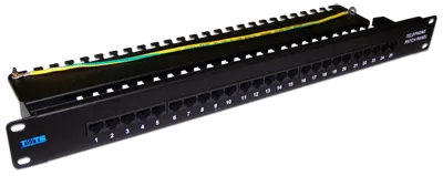 Патч-панель TWT TWT-PP25TEL45, 19" 1U, 25×RJ45 кат.5e, черный