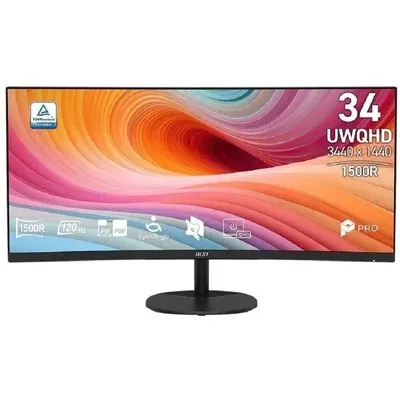 Монитор MSI PRO MP341CQ E12, 34" UWQHD 3440x1440, VA 1500R, 120 Гц