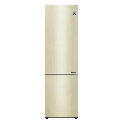 Холодильник LG, отдельностоящий, ВхШхГ 2030х595х682 мм, объем 384 (277+107) л, внутренний LED дисплей, Total No Frost, LED освещение, зона свежести, технология DoorCooling, инверторный компрессор, энергоэффективность А+, цвет бежевый
