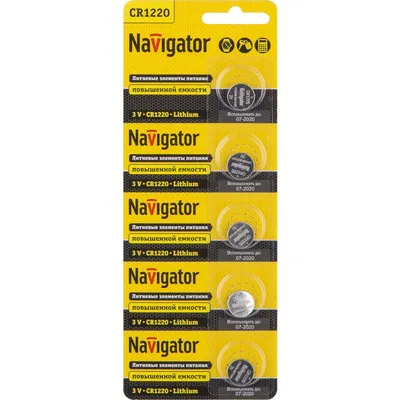 Батарейка "таблетка" Navigator NBT-CR1220-BP5 литиевые 94 778