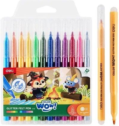 Фломастеры Deli EC172 Colorwow, пулевидный наконечник, 12 цветов