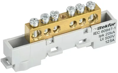 Шина фазовая IEK TF-NN20-06-DL-K03, латунь, 6 контактов, 25 мм², 500 В