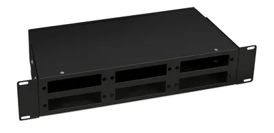 Оптический кросс Cabeus FO-CS-19-6FP-BK, 19", 2U, 6 адаптерных панелей, до 48 портов, чёрный