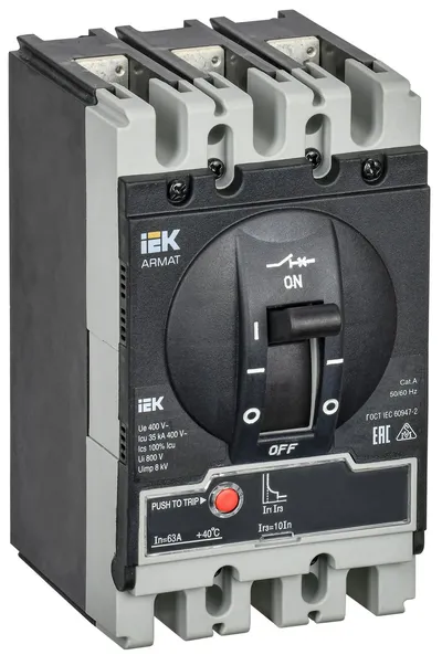 Автоматический выключатель IEK ARMAT AR-MCCB-3S-035-0063A-MTUC, 3P, 63 А, 35 кА