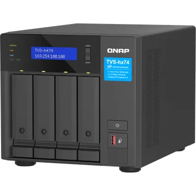 СХД QNAP TVS-h474-PT-8G, 4×3.5"/2.5", 2×M.2 NVMe, 2×2.5GbE, 8GB DDR4