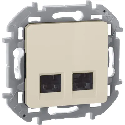 Розетка компьютерная IEK INSPIRIA 673841, 2×RJ45 Cat.6 UTP, слоновая кость