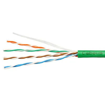 Кабель витая пара Cabeus UTP-4P-Cat.5e-SOLID-LSLTx-GN-20, U/UTP Cat.5e, 4 пары, LSLTx, 20 м