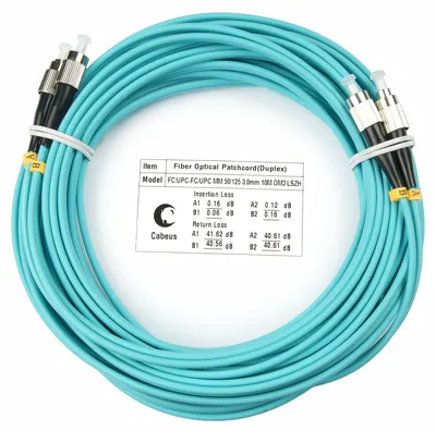 Патч-корд оптический Cabeus FOP-50-FC-FC-25m, duplex FC-FC, 50/125 OM3, 25 м, LSZH