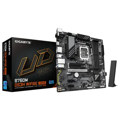 Материнская плата Gigabyte B760M DS3H WF6E GEN5, LGA1700, B760, 4×DDR5, microATX
