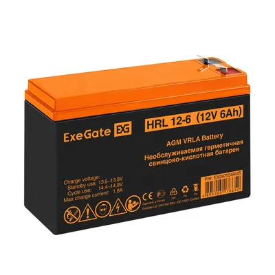 Аккумулятор ExeGate HRL 12-6-F2, 12 В, 6 А·ч, клеммы F2