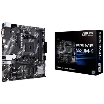 Материнская плата ASUS PRIME A520M-K, AM4, AMD A520, 2×DDR4, microATX