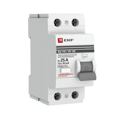 УЗО EKF PROxima ВД-100 elcb-2-25-30-em-pro, 2P, 25 А, 30 мА