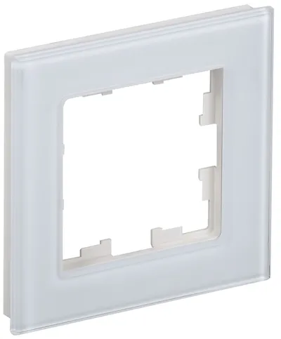 Рамка ИЭК BRITE BR-M12-G-K01, 1-местная, стекло, белая, IP20